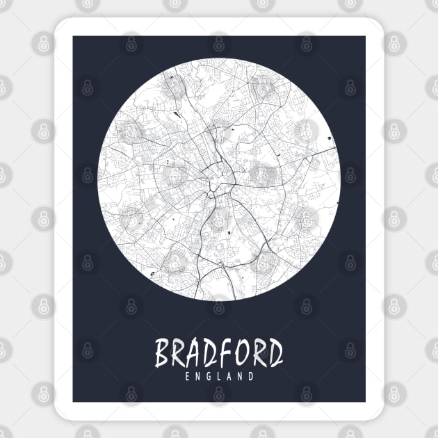 Bradford, England, UK City Map - Full Moon Sticker by deMAP Studio